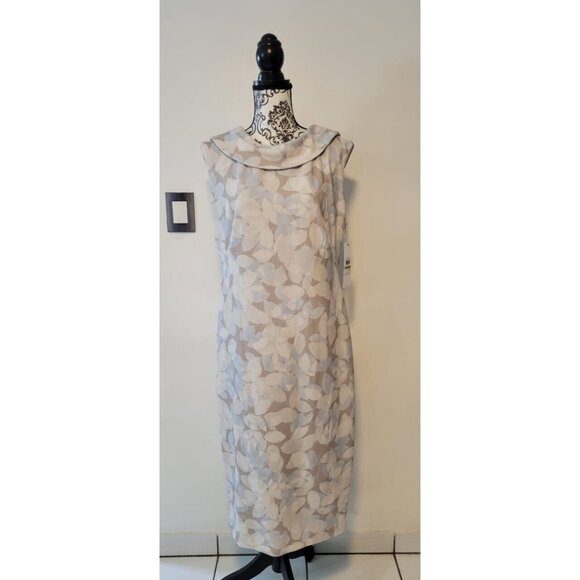 CALVIN KLEIN BEIGE FLORAL DRESS SIZE 14 - Picture 1 of 16